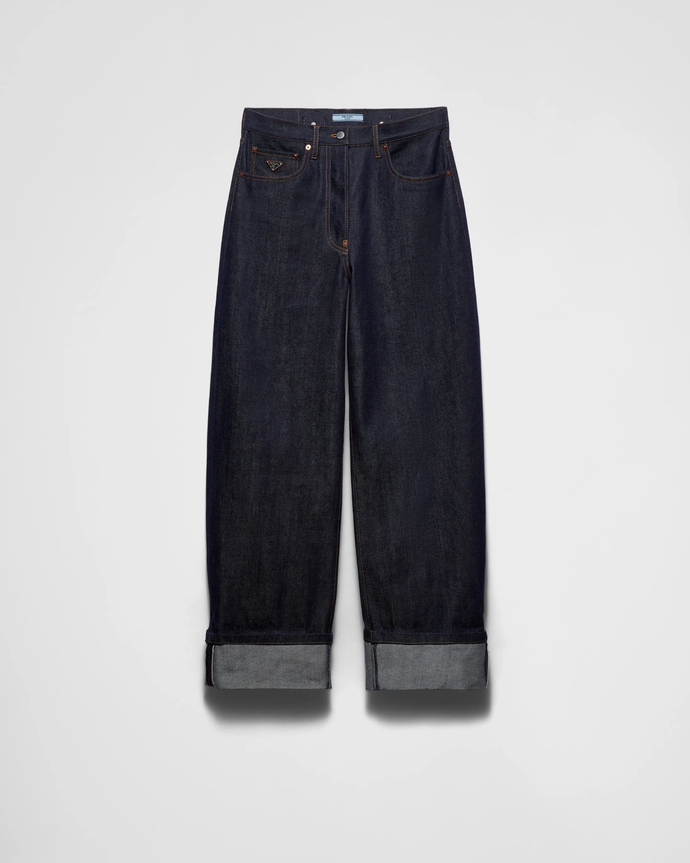 Prada Wide, selvedge denim jeans Navy Sale