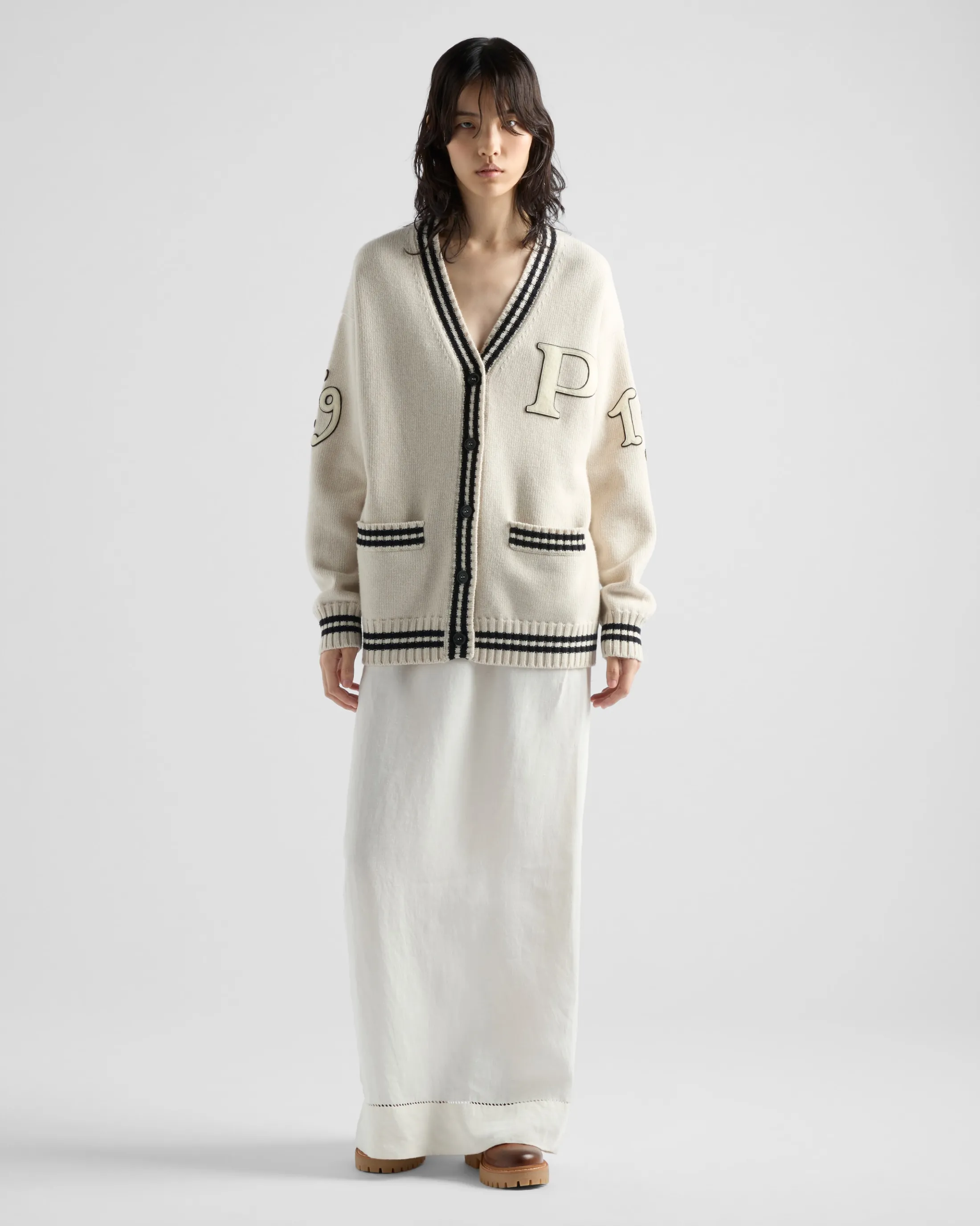 Prada Wool and cashmere cardigan Ivory Outlet