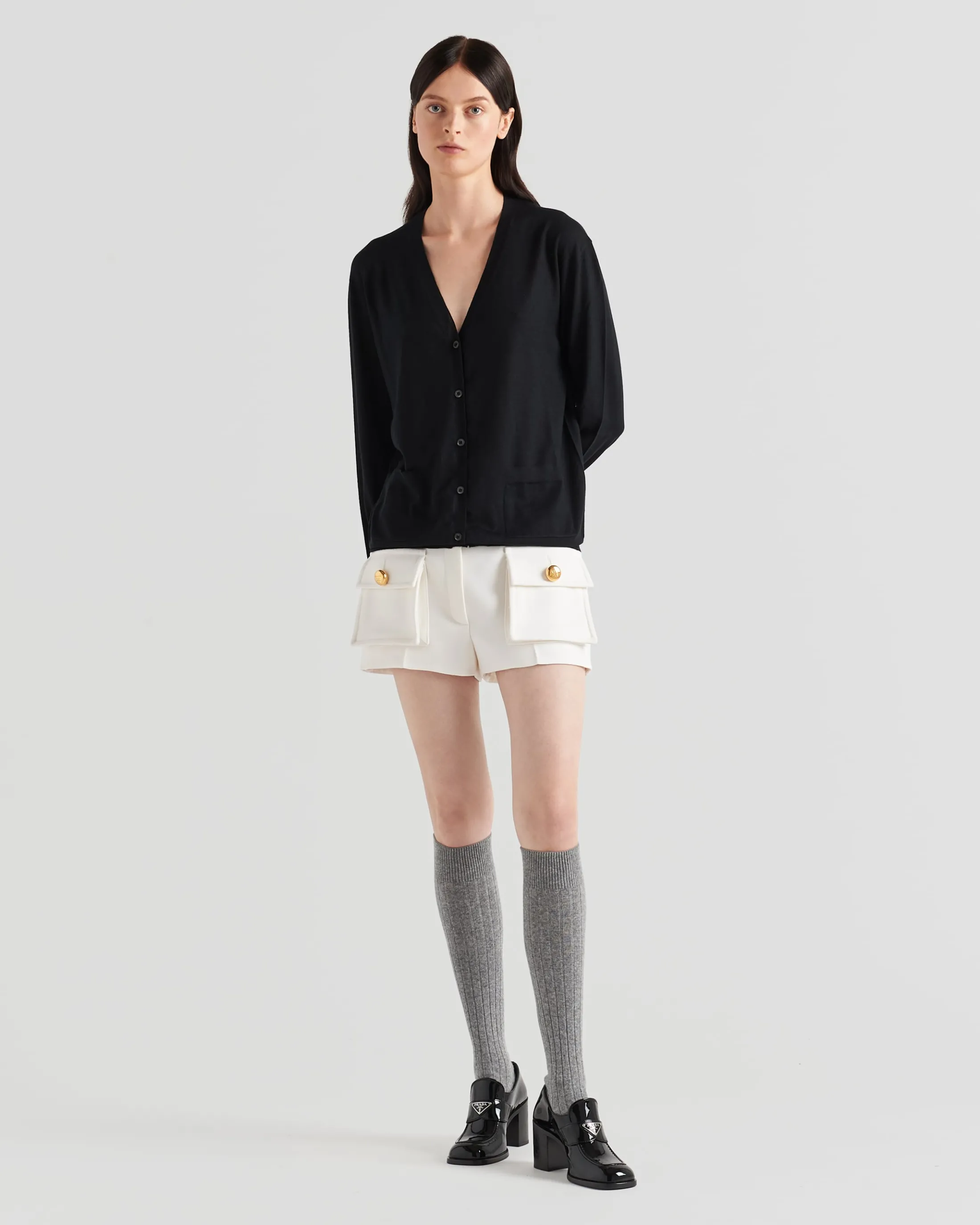 Prada Wool and cashmere cardigan Black Discount