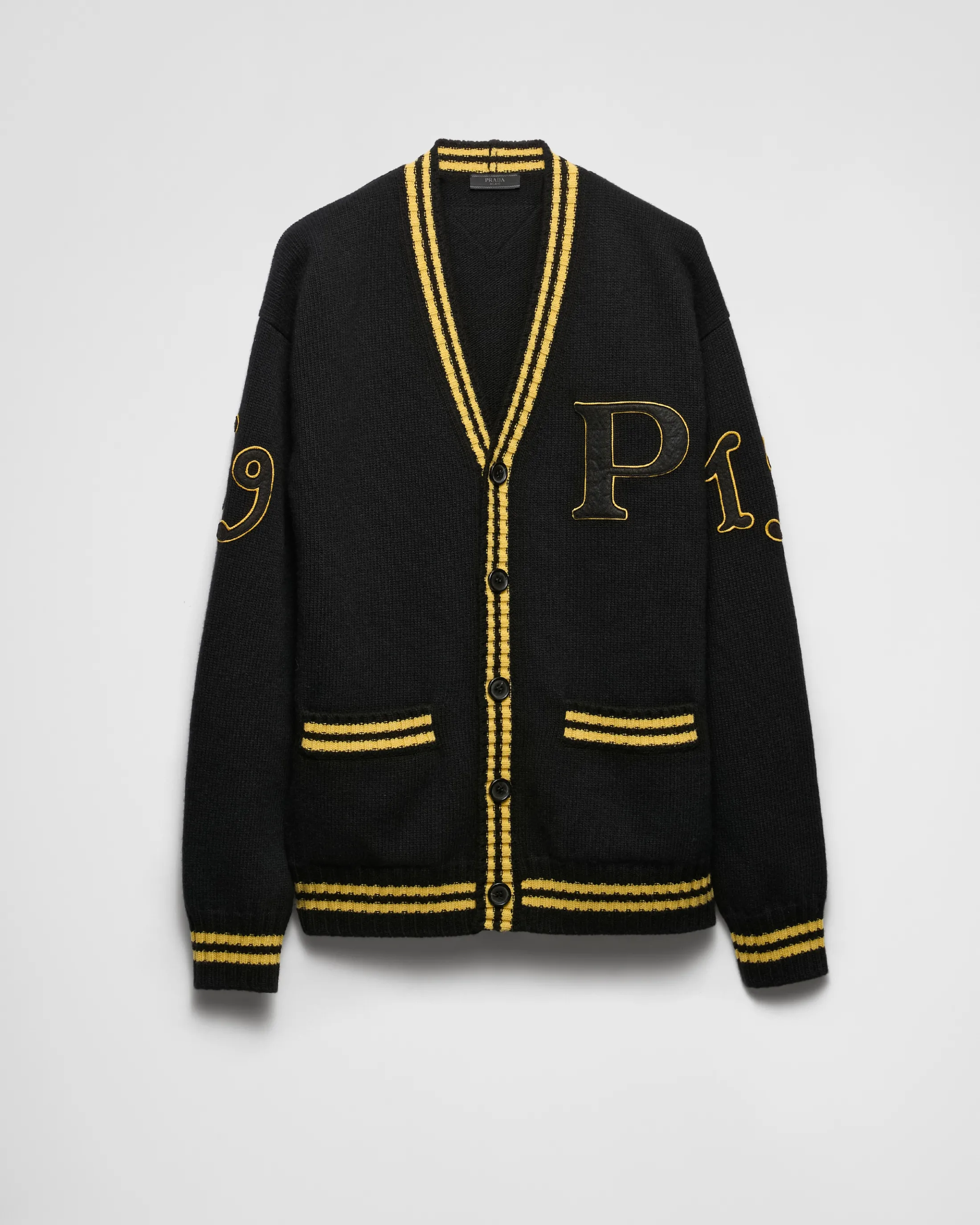 Prada Wool and cashmere cardigan with patches Black Sale