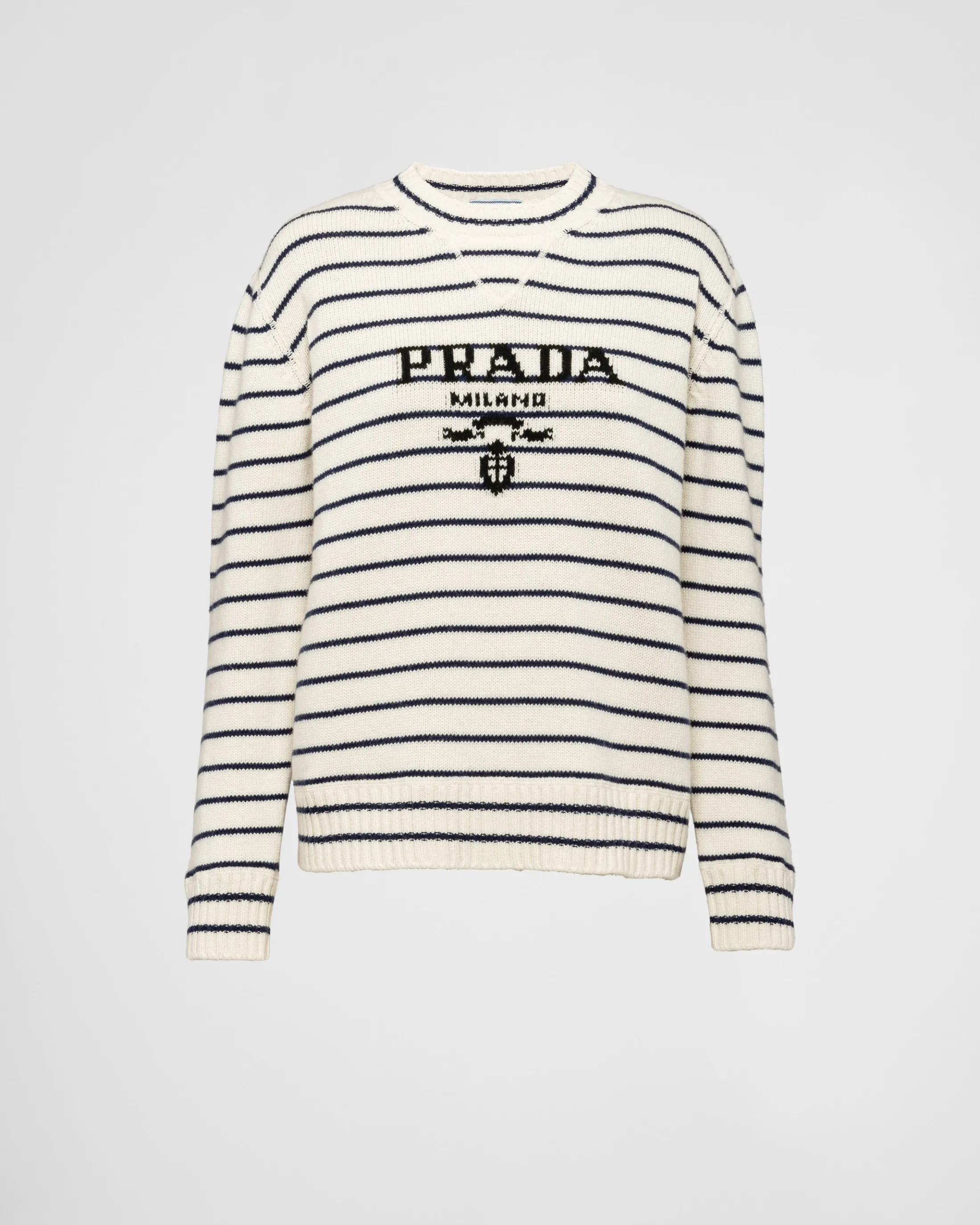 Prada Wool and cashmere crew-neck sweater White/blue Sale