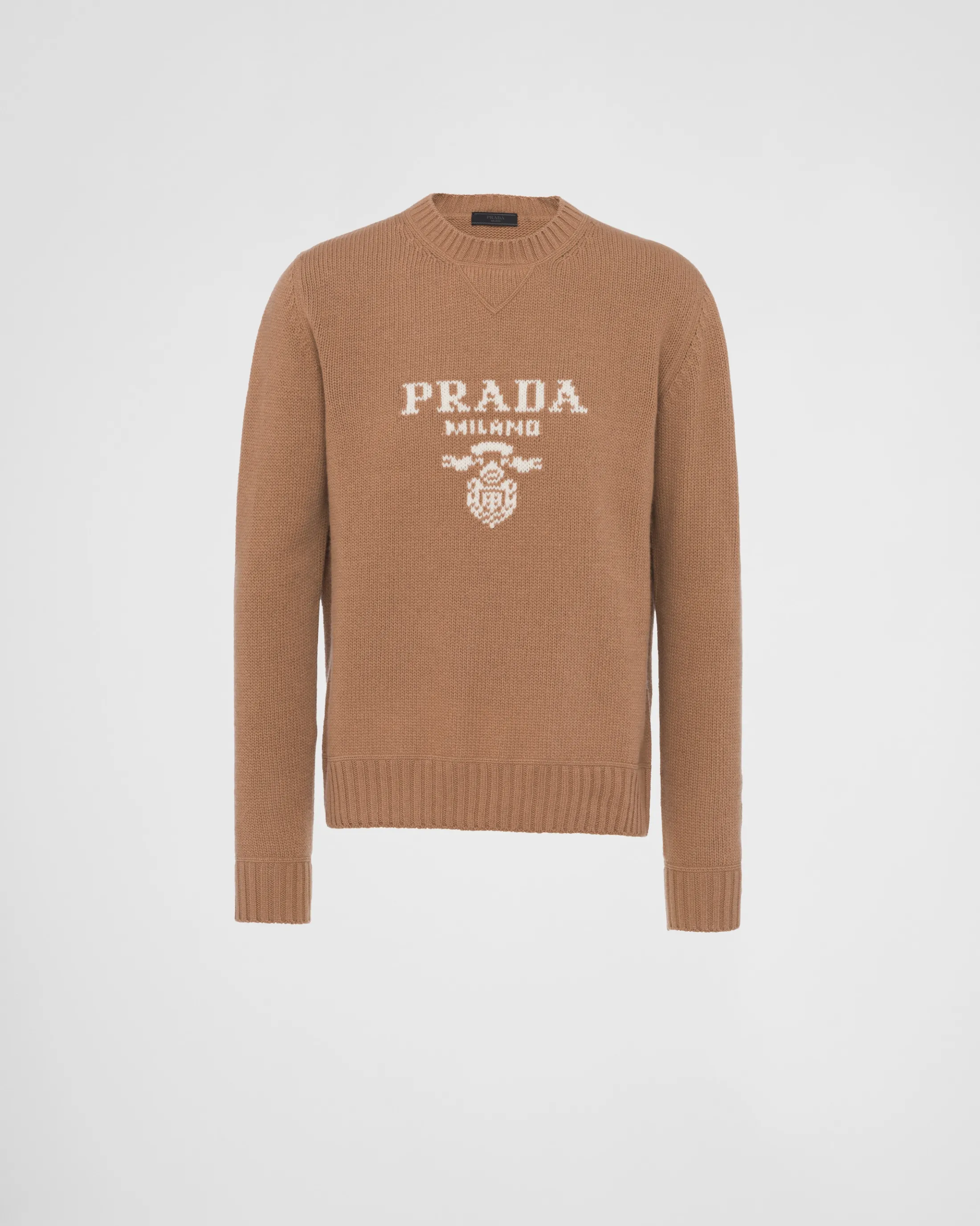 Prada Wool and cashmere crew-neck sweater Camelbrown Sale