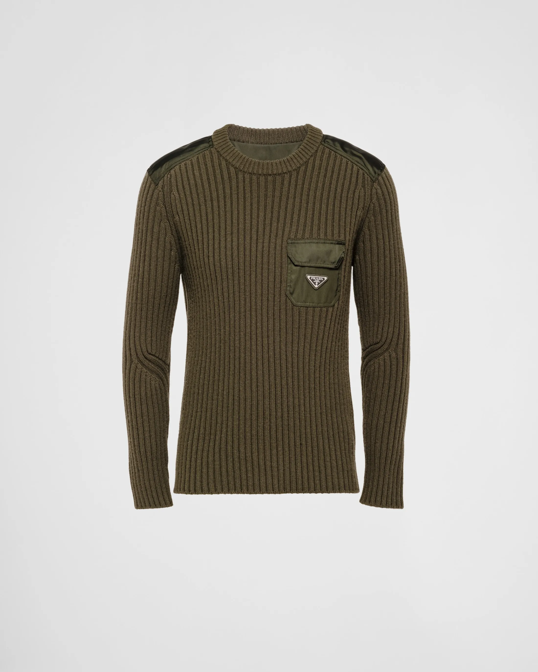 Prada Wool and cashmere crew-neck sweater Militarygreen Cheap