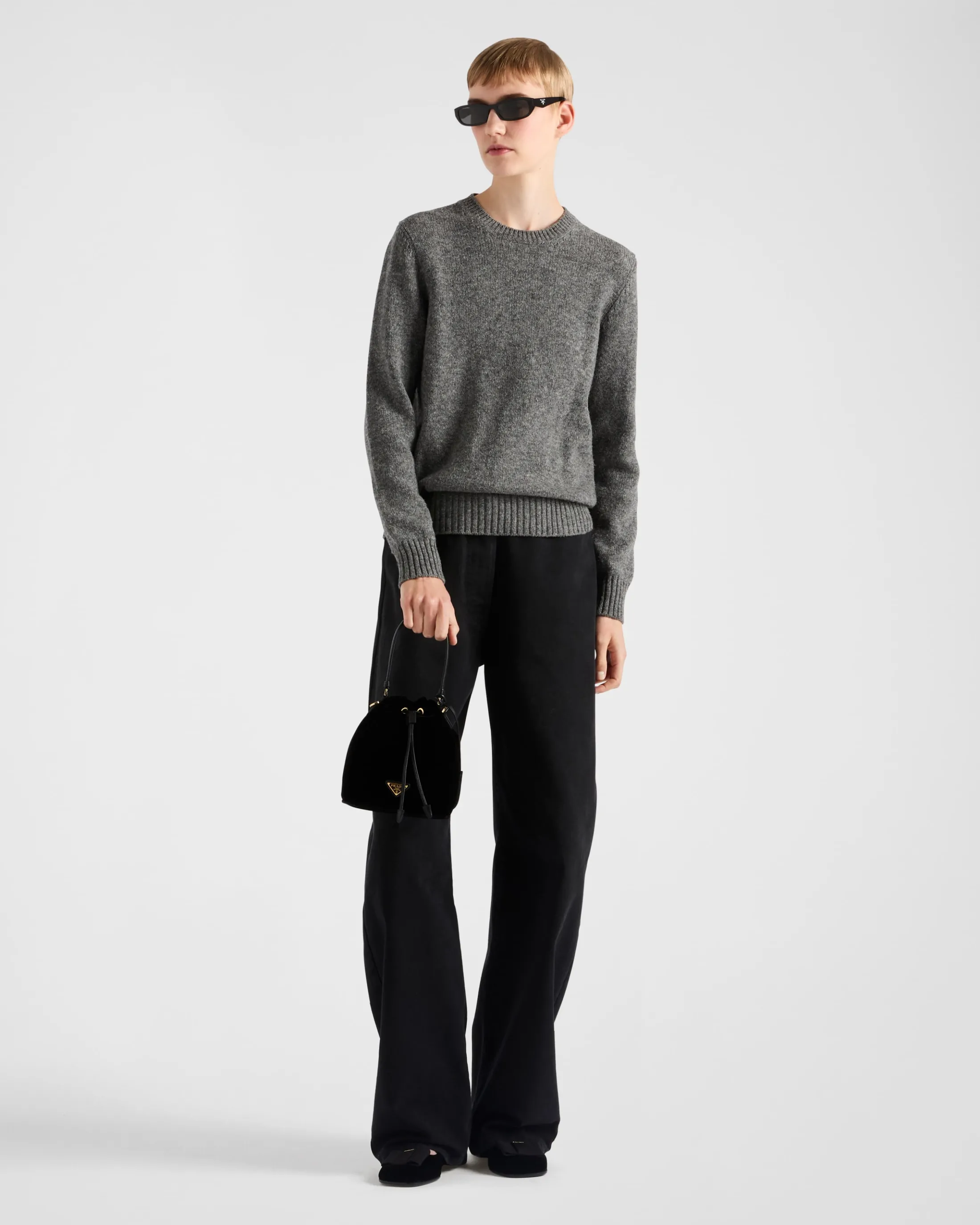 Prada Wool and cashmere crew-neck sweater Grey Cheap