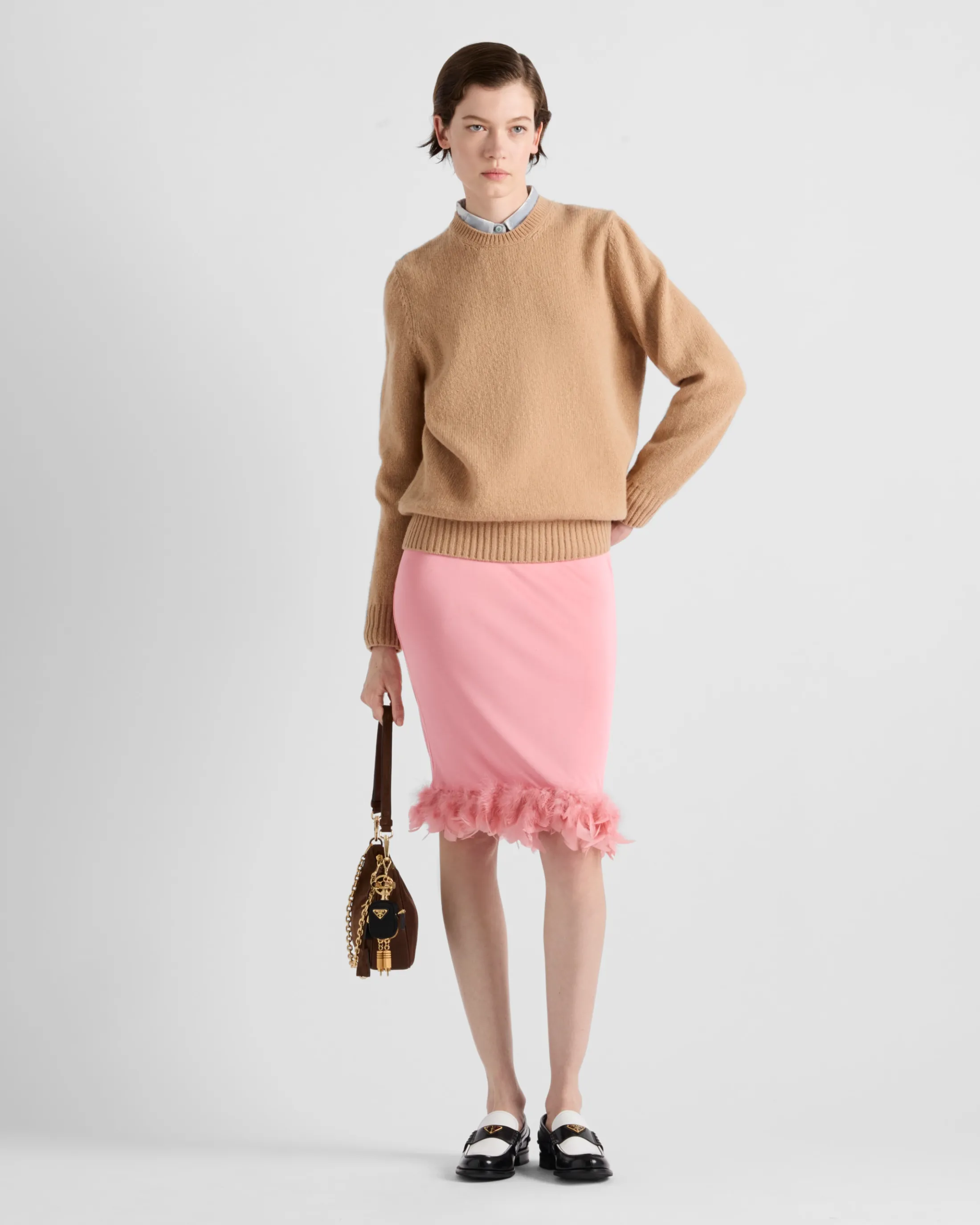 Prada Wool and cashmere crew-neck sweater Camelbrown Shop