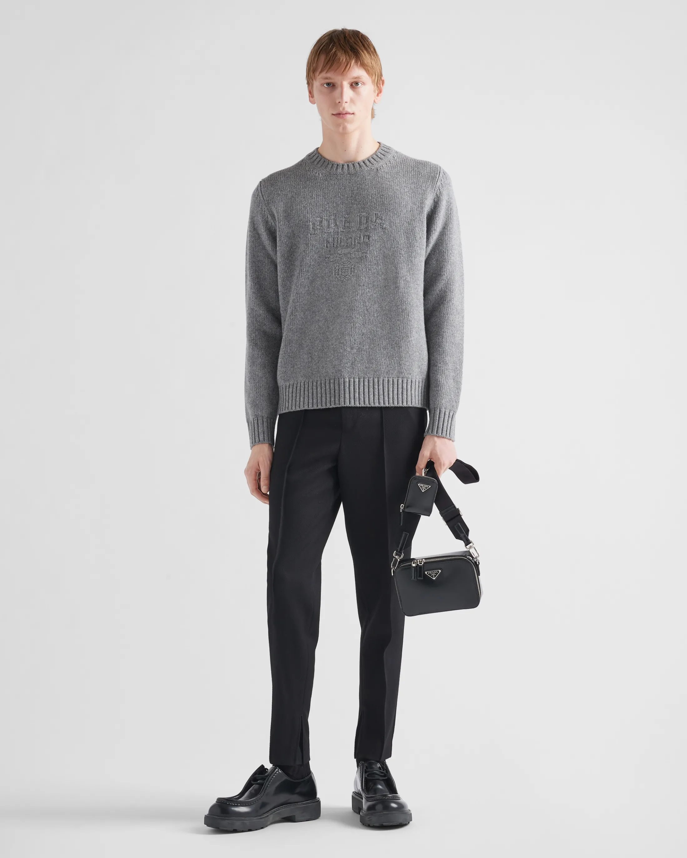 Prada Wool and cashmere crew-neck sweater Grey Store