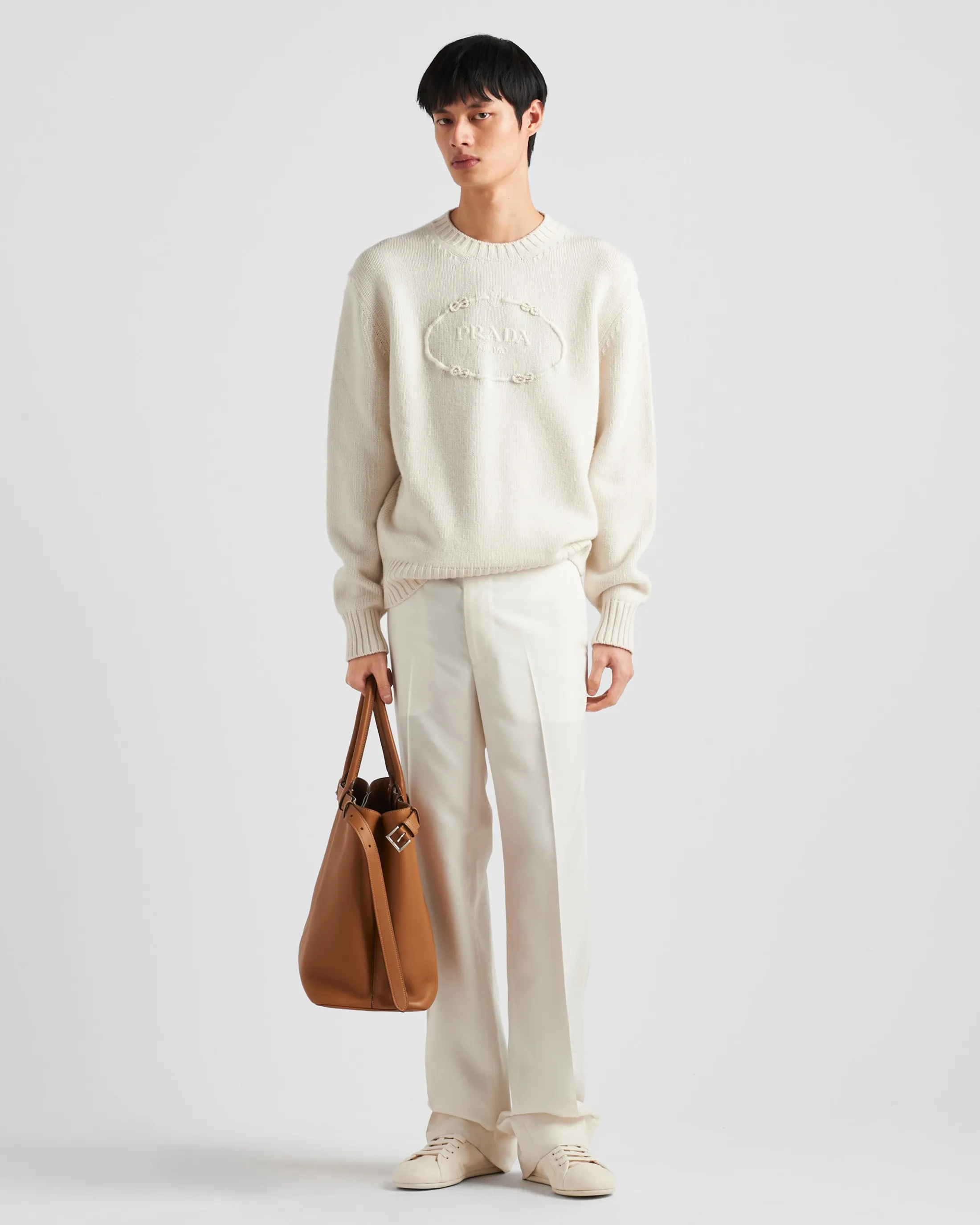 Prada Wool and cashmere crew-neck sweater White Sale