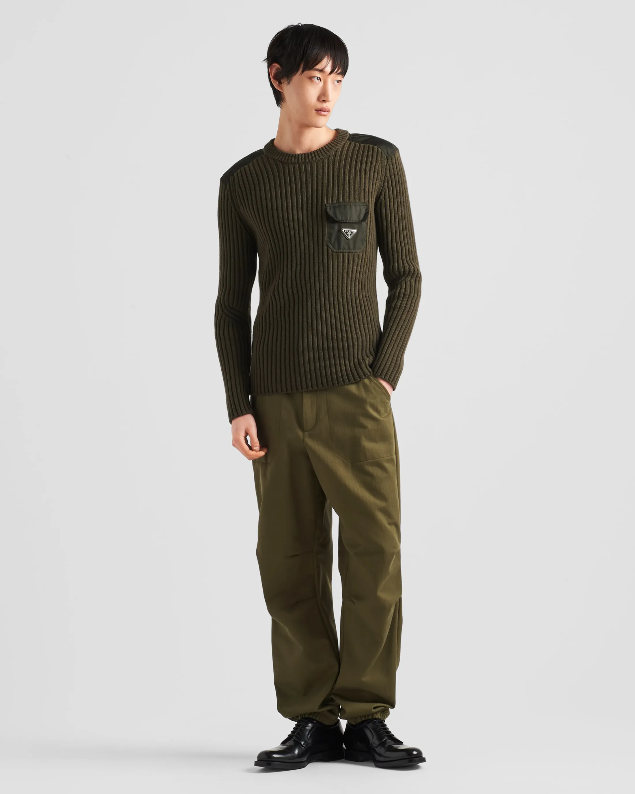 Prada Wool and cashmere crew-neck sweater Militarygreen Cheap