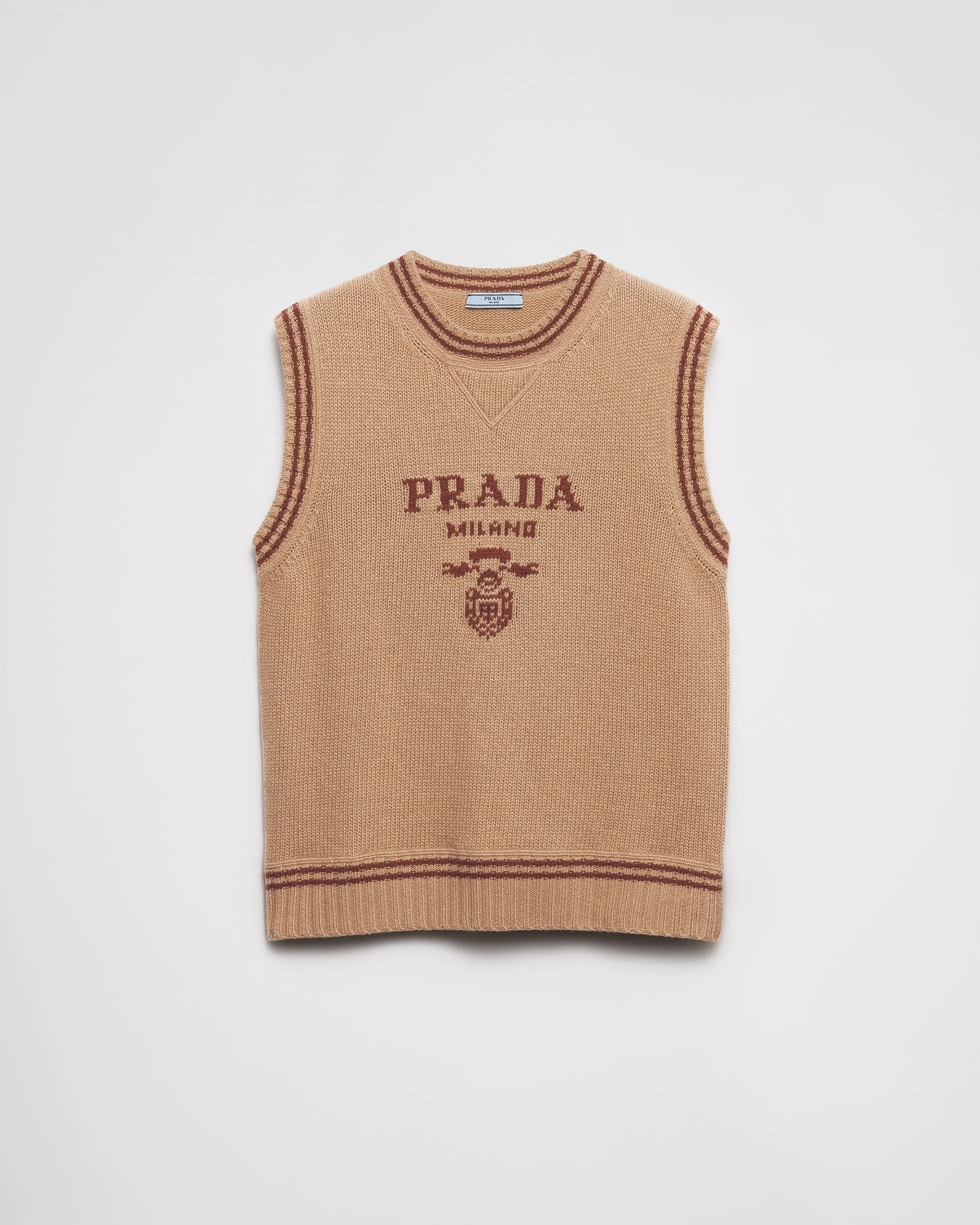 Prada Wool and cashmere vest Camel/amaranth Store