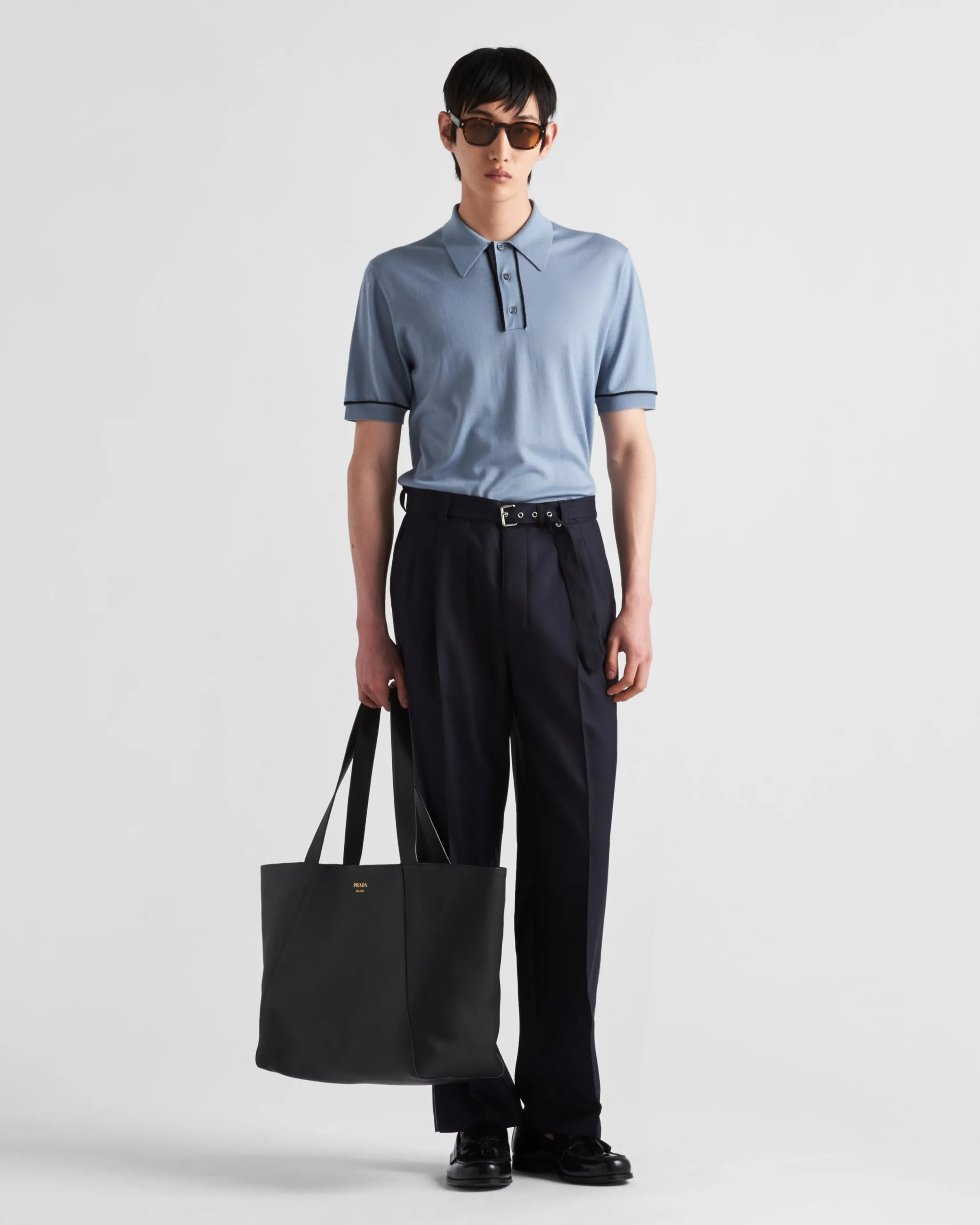 Prada Wool and silk pants Navy Cheap