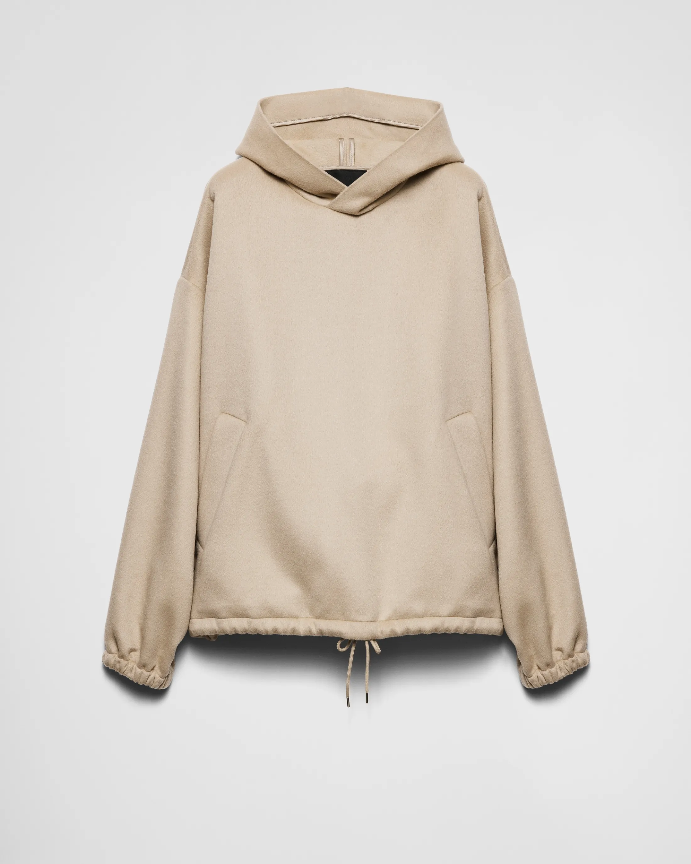 Prada Wool blend hoodie jacket Limestone Flash Sale