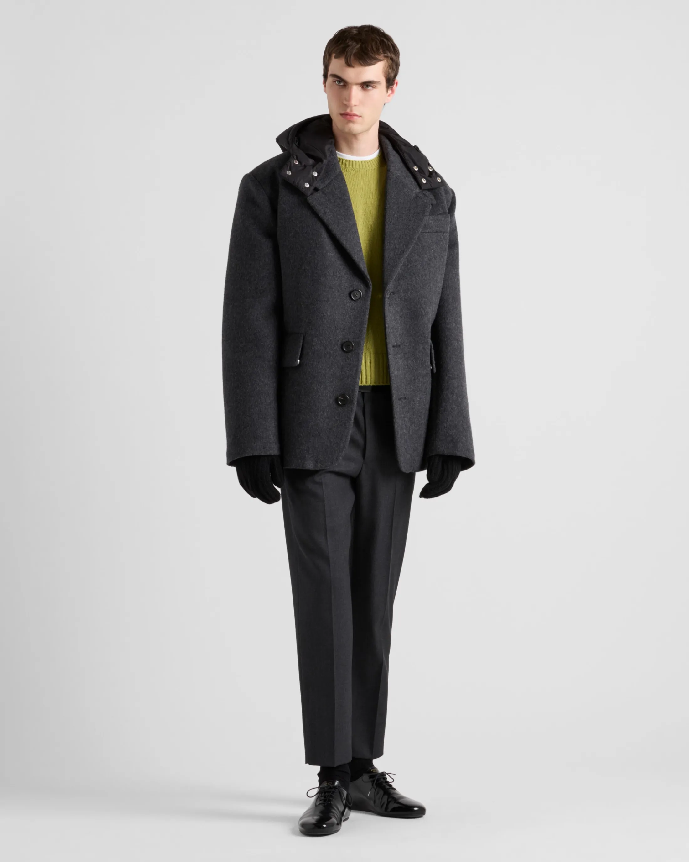 Prada Wool down jacket Anthracitegray Outlet