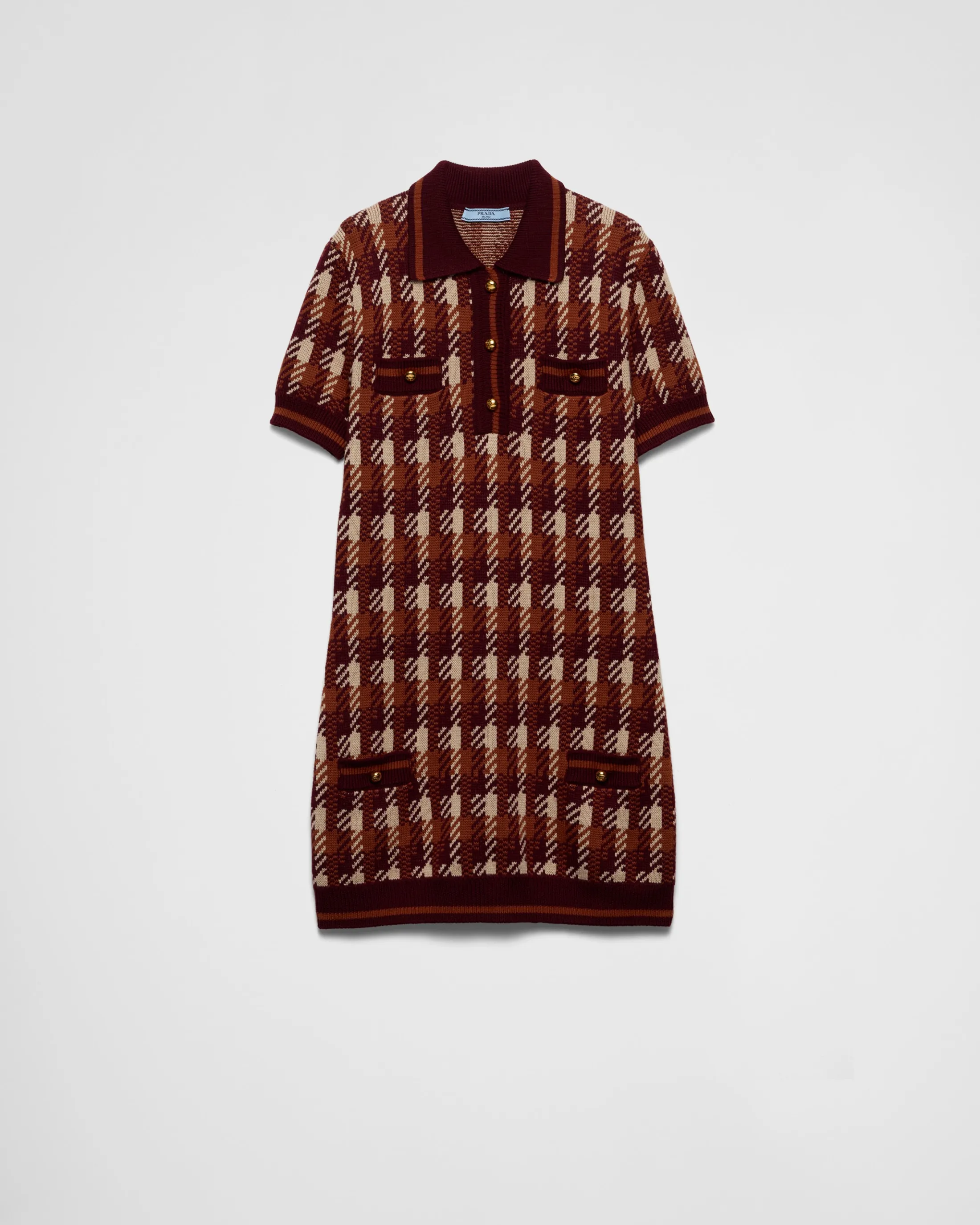 Prada Wool knit mini-dress Amaranthred/maizeyellow Outlet