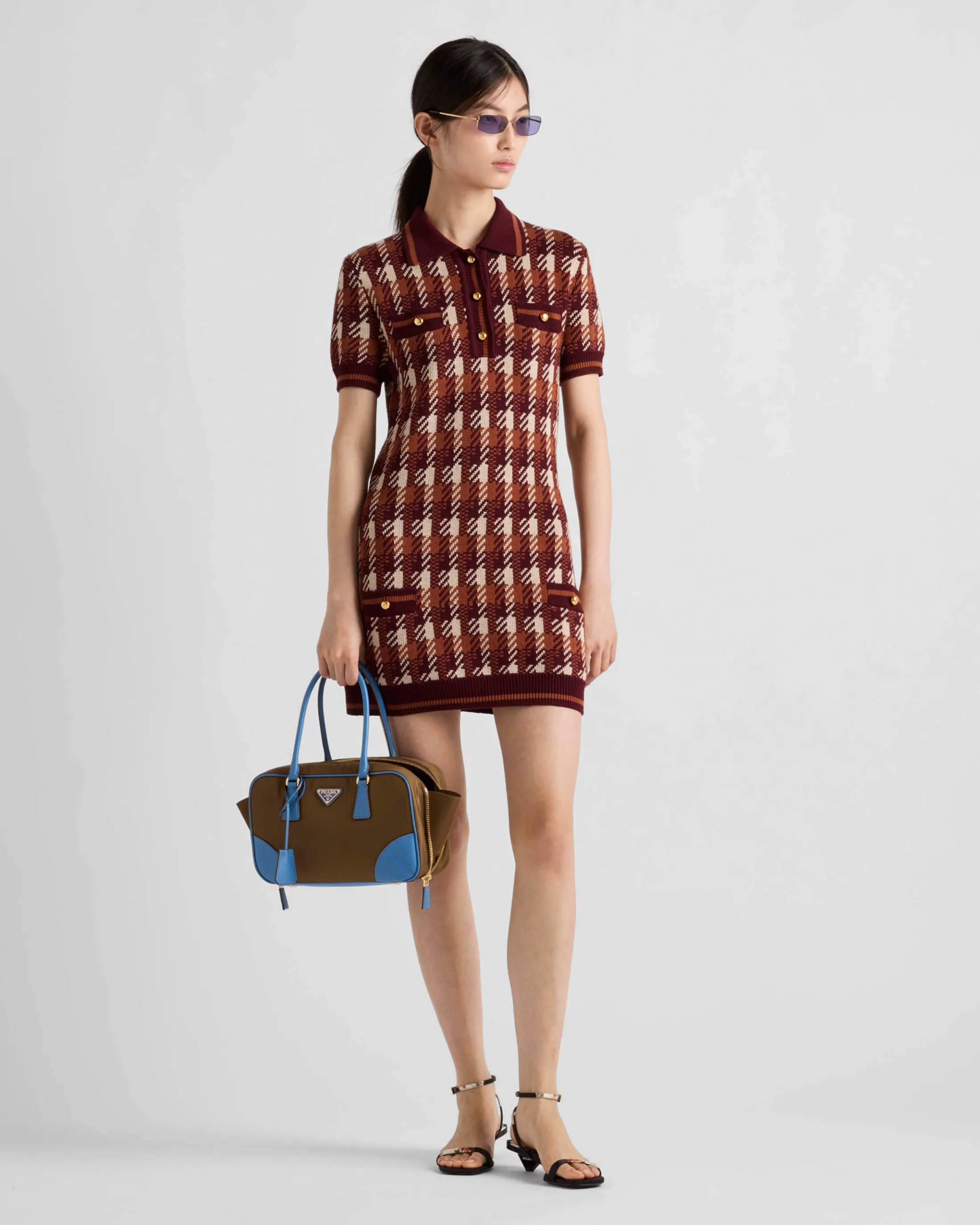 Prada Wool knit mini-dress Amaranthred/maizeyellow Outlet