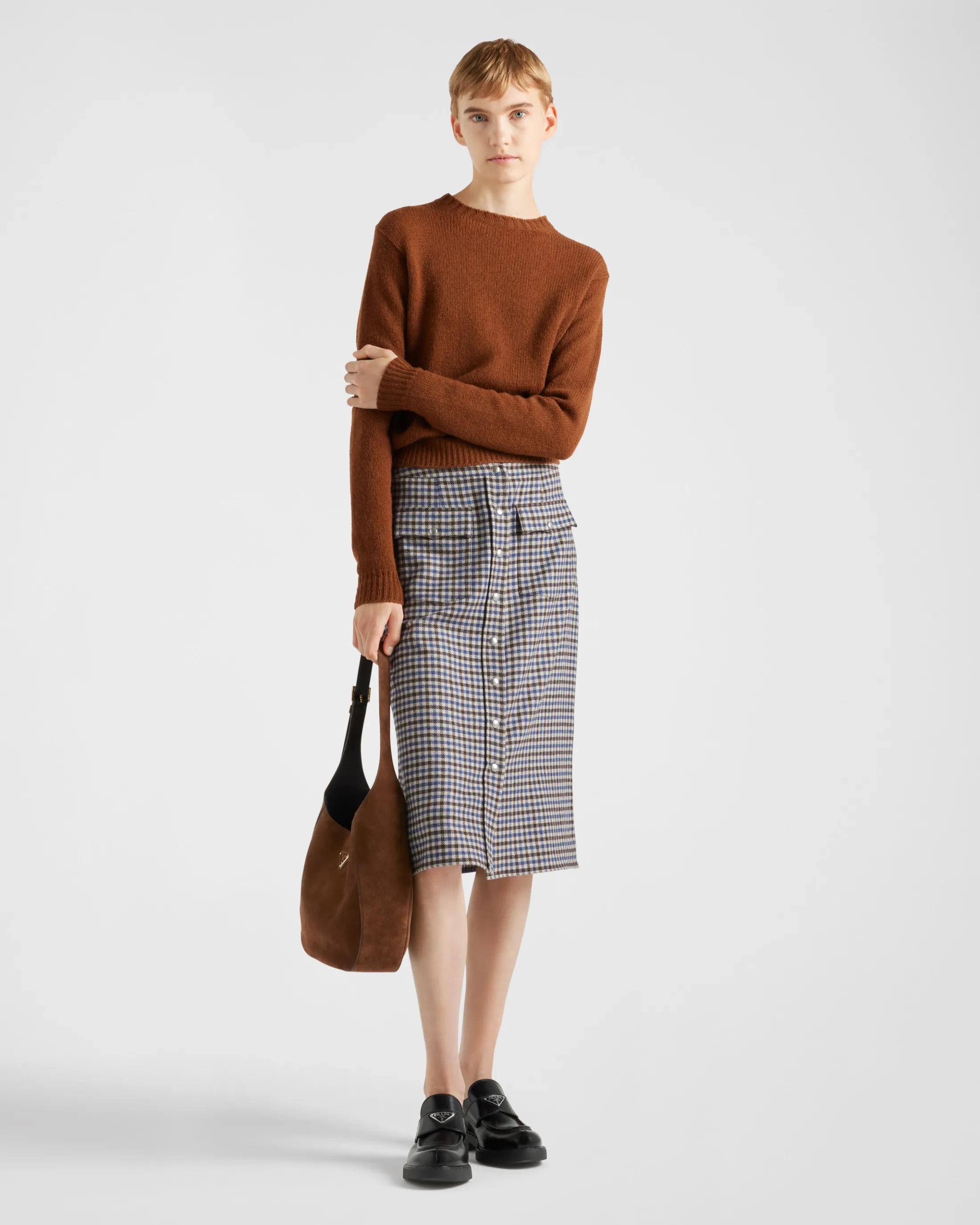 Prada Wool midi-skirt Ebony Cheap