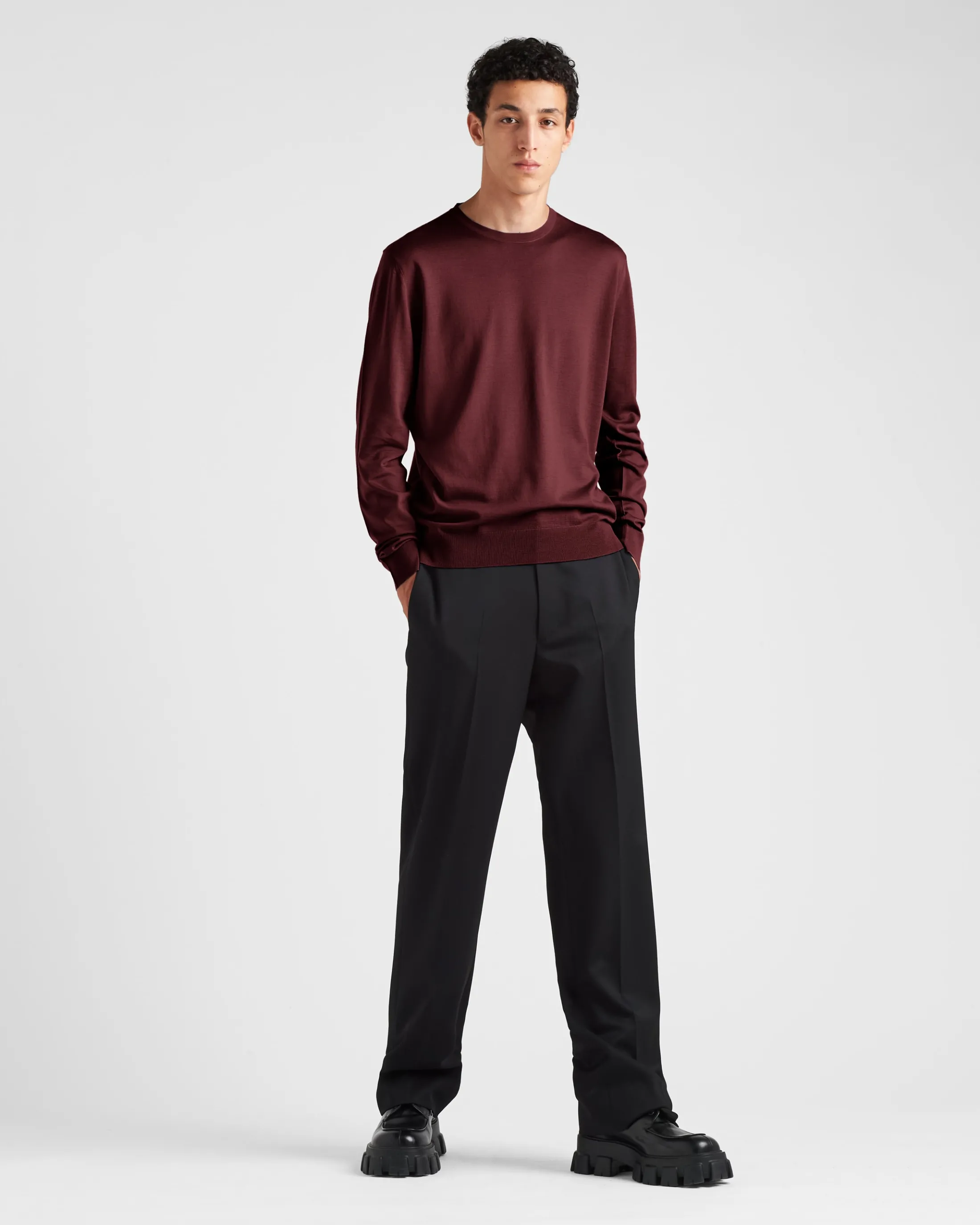 Prada Wool Sweater Burgundy Outlet