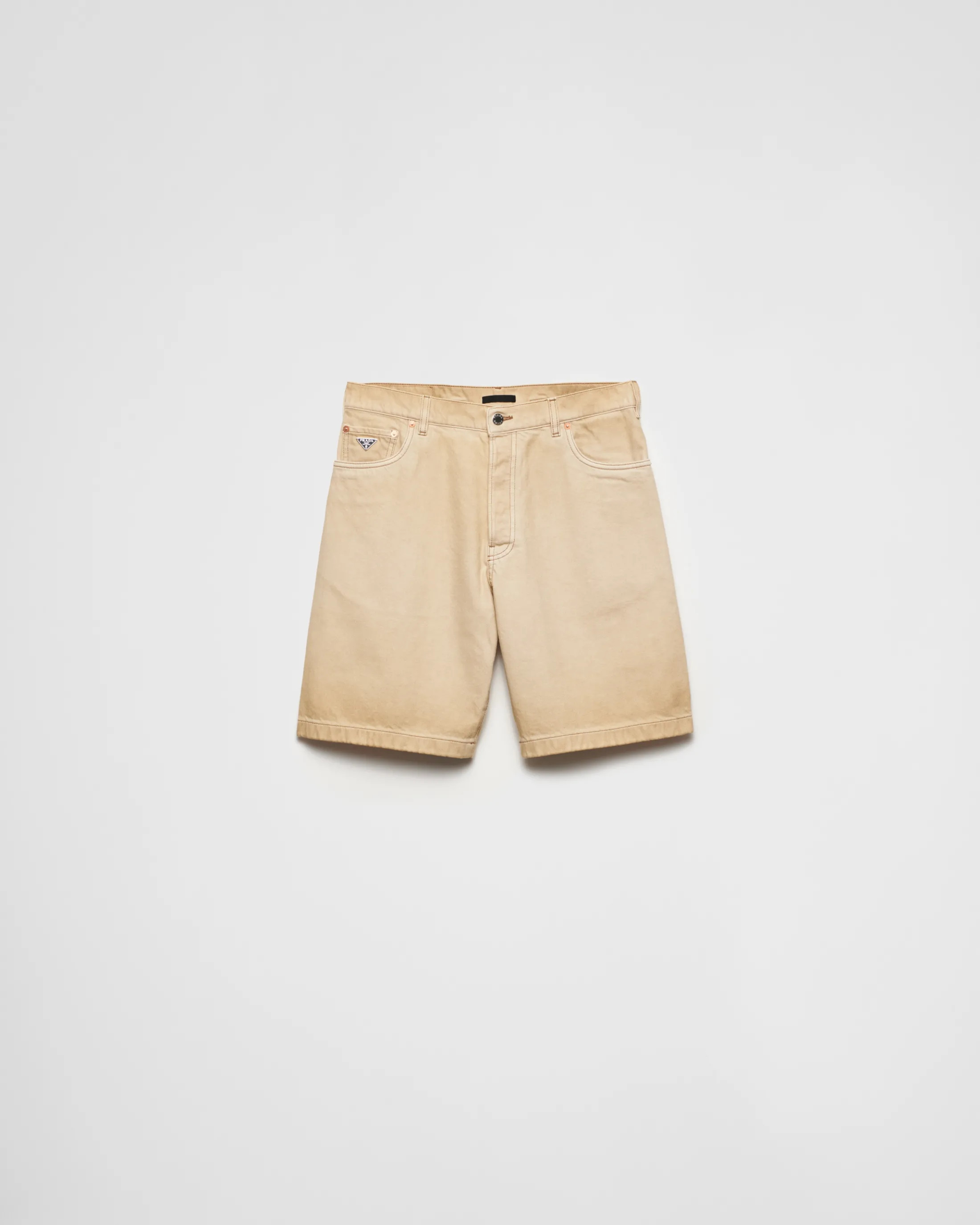 Prada Worn bull-denim Bermudas Natural Best Sale