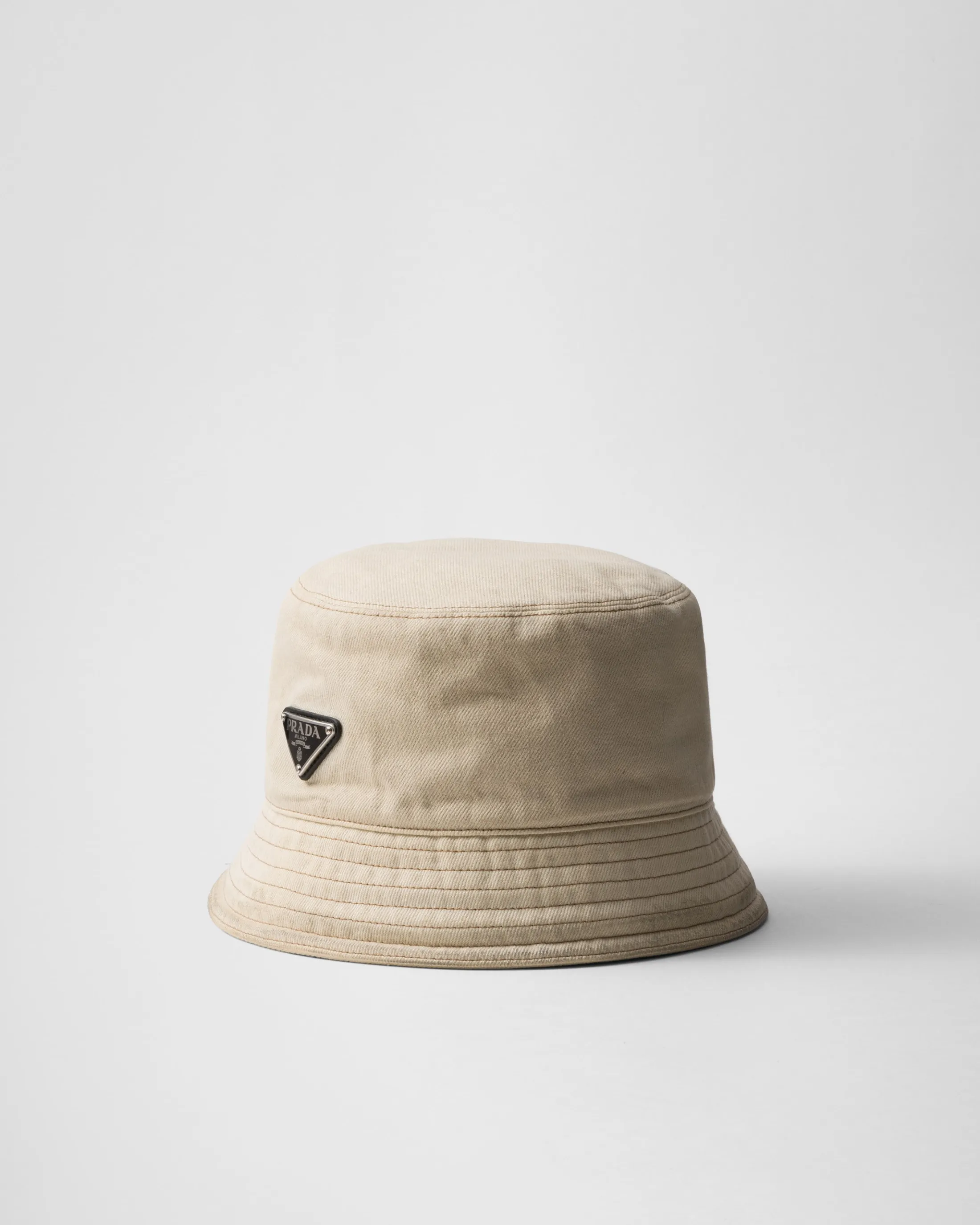 Prada Worn bull-denim bucket hat Natural Online