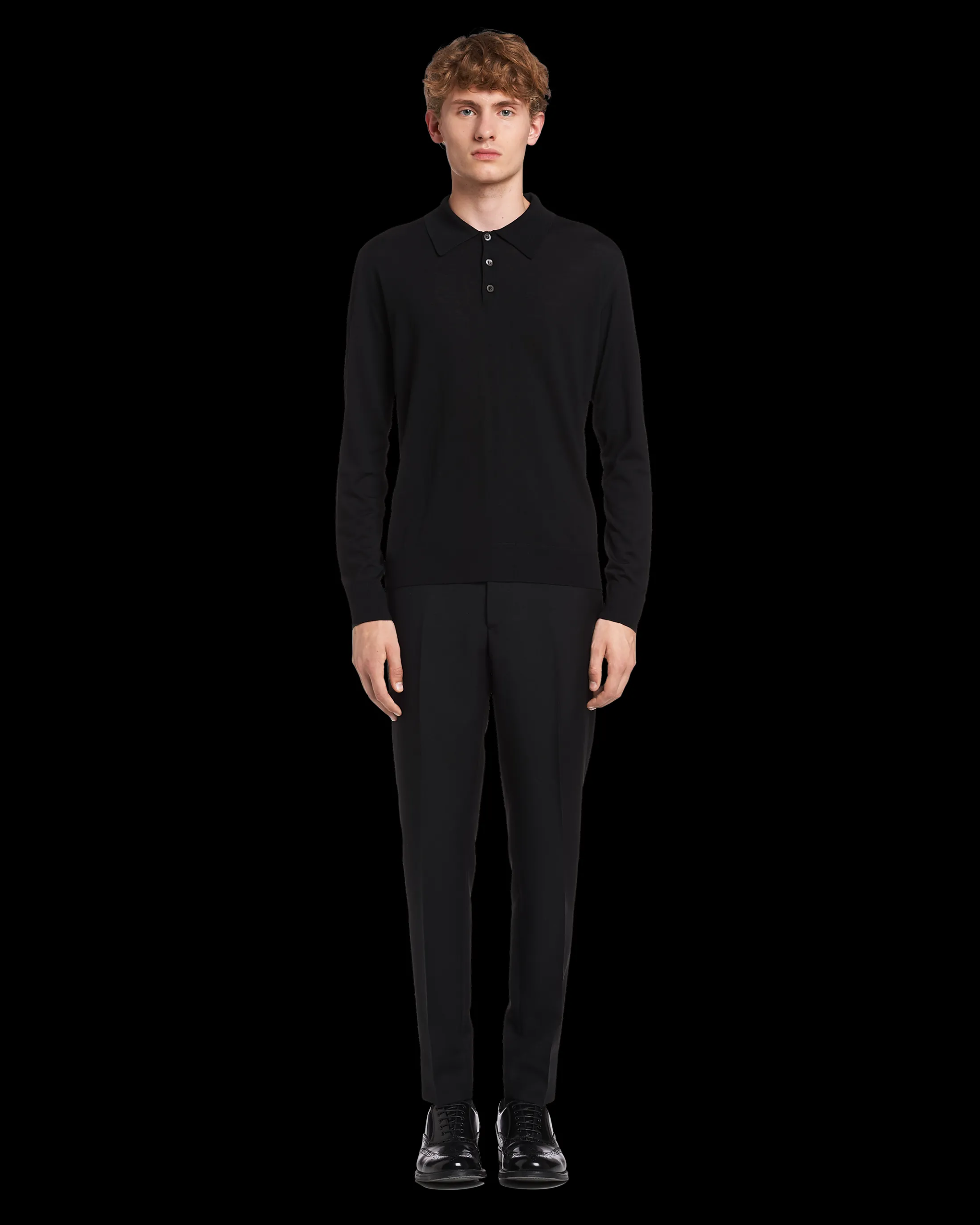 Prada Worsted wool polo shirt Black Shop