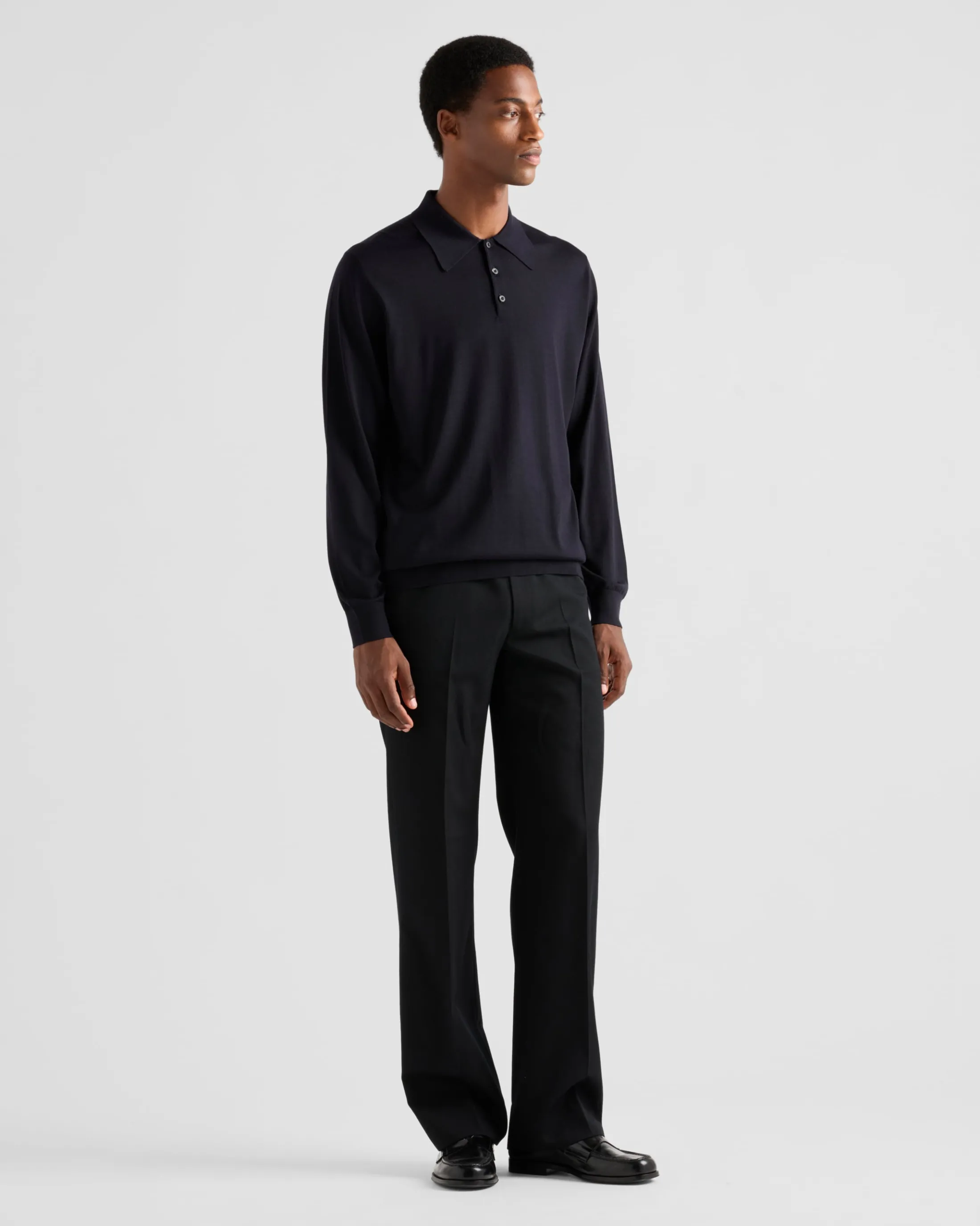 Prada Worsted wool polo shirt Blue Best Sale