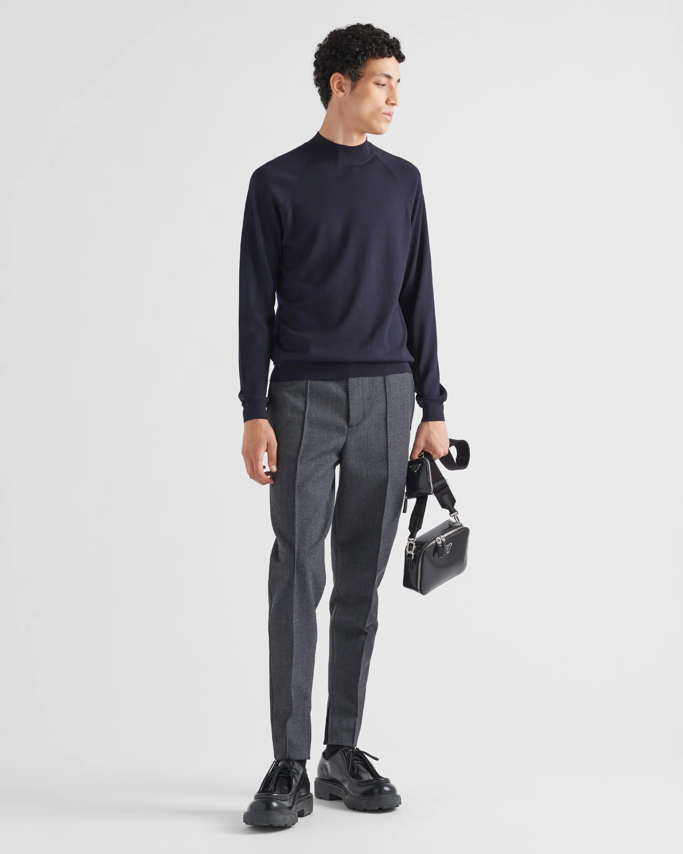 Prada Worsted wool turtleneck sweater Navy Best