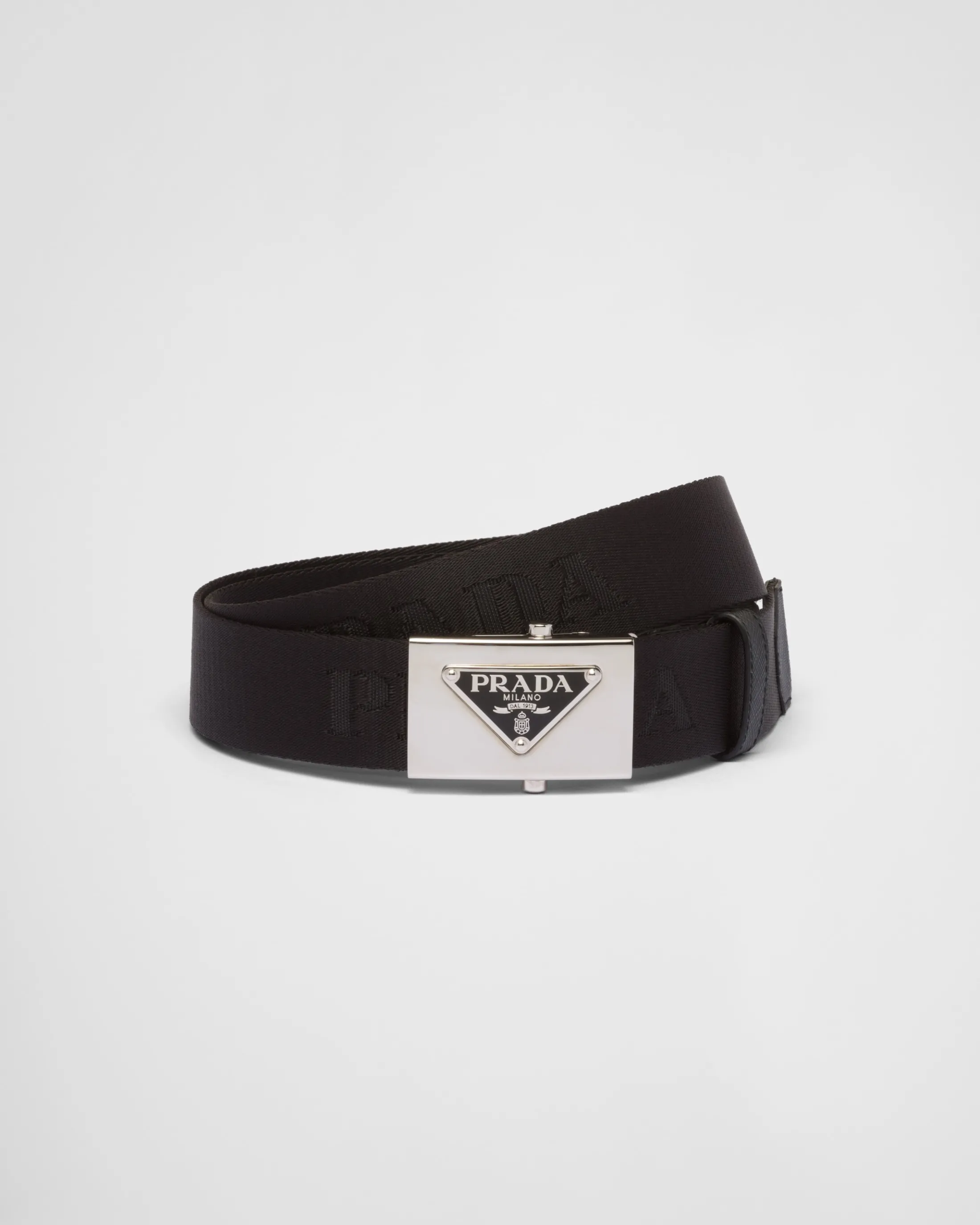 Prada Woven Re-Nylon belt Black Outlet