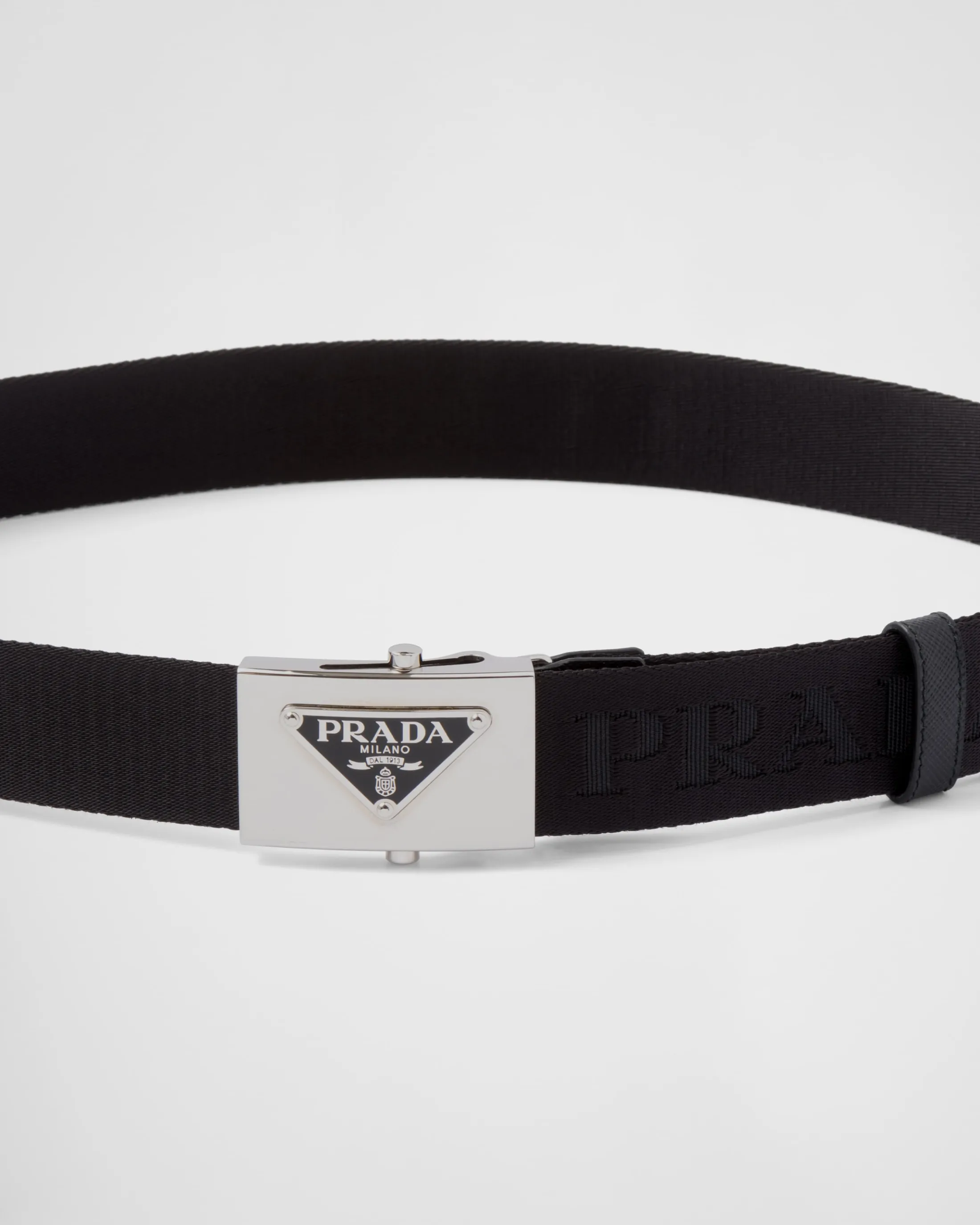 Prada Woven Re-Nylon belt Black Outlet